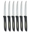 Ensemble de 6 couteaux à steak lames inox manches noir et beige