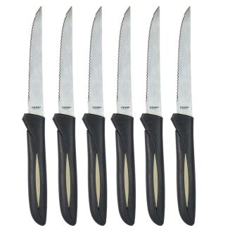 Ensemble de 6 couteaux à steak lames inox manches noir et beige
