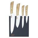 Ensemble de 4 couteaux de cuisinemanches bois avec bloc incliné aimanté