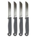 Lot de 4 couteaux découpe facile lame dentelée en acier inoxydable et manches noir