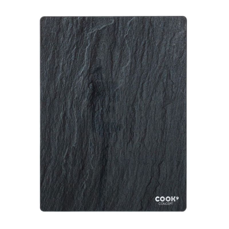 Planche à découper en verre trempé effet ardoise