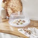 Plateau à gâteau avec cloche en plastique transparent diamètre 32,5 cm
