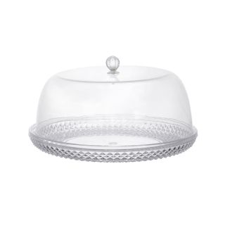 Plateau à gâteau avec cloche en plastique transparent diamètre 32,5 cm