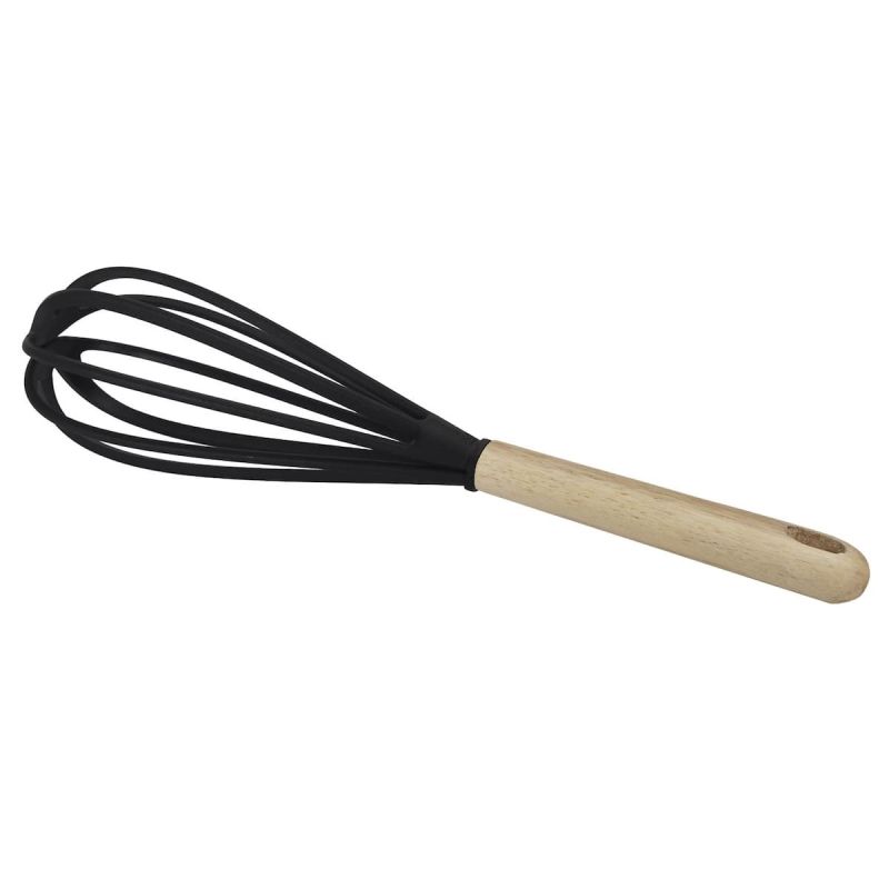 Fouet souple en PBT noir et manche en bois d'acacia Fouet souple en PBT noir et manche en bois d'acacia