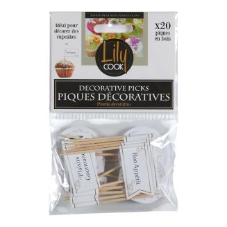 Pack de 20 piques décoratives à messages personnalisables