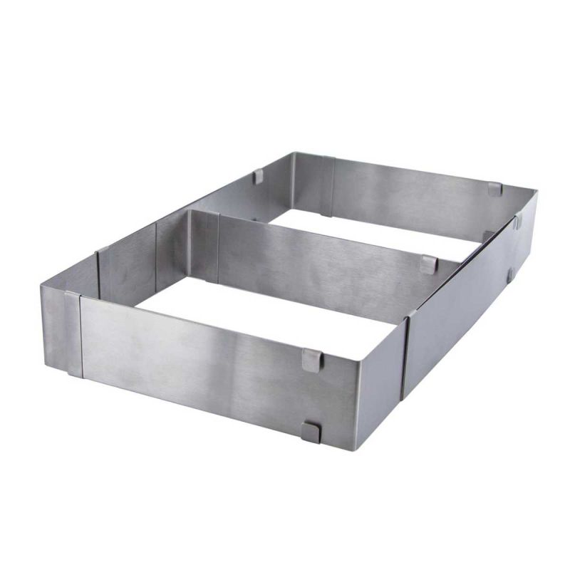 Cadre à pâtisserie extensible en acier inoxydable avec séparateur amovible Cadre à pâtisserie extensible en acier inoxydable avec séparateur amovible