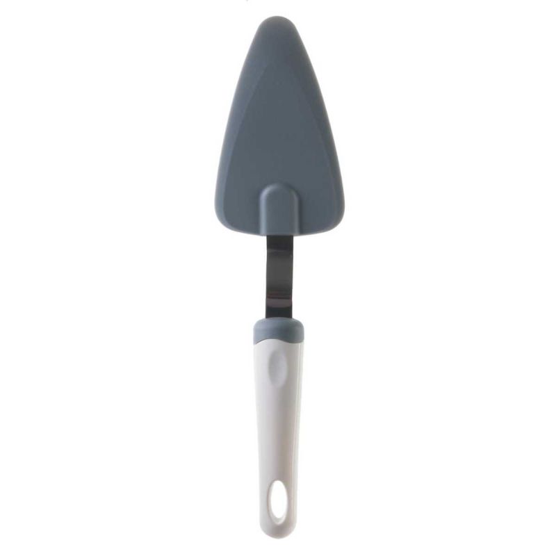 Pelle à tarte en acier inoxydable et plastique gris et blanc Pelle à tarte en acier inoxydable et plastique gris et blanc