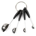 Set de 4 cuillères mesure en acier inoxydable et manches en caoutchouc