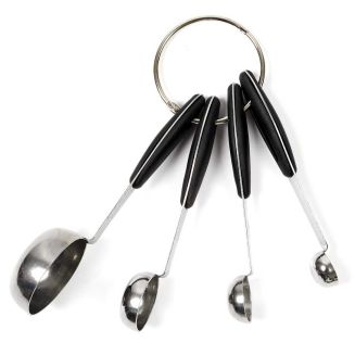 Set de 4 cuillères mesure en acier inoxydable et manches en caoutchouc