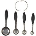 Set de 4 cuillères mesure en acier inoxydable et manches en caoutchouc