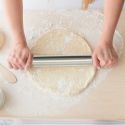Rouleau à pâtisserie en acier inoxydable et bois