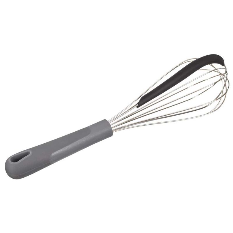 Fouet 2 en 1 en acier inoxydable avec spatule en silicone intégrée Fouet 2 en 1 en acier inoxydable avec spatule en silicone intégrée