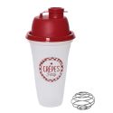 Shaker gradué pour pâte à crêpes en plastique translucide et rouge