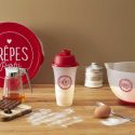 Shaker gradué pour pâte à crêpes en plastique translucide et rouge