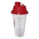 Shaker gradué pour pâte à crêpes en plastique translucide et rouge