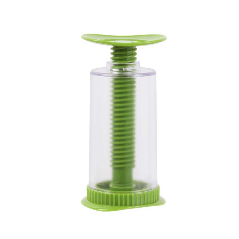 Moulin distributeur à herbe aromatiques en plastique vert et transparent