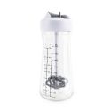 Shaker avec bec verseur et mélangeur transparent, gris et blanc