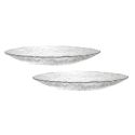 Set de 2 plats ronds en plastique transparent texturé martelé (Ø42,5 cm)