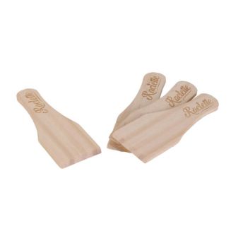 Pack de 4 spatules à raclette en bois gravées