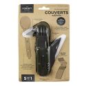 Couvert multifonctions 5 en 1 en acier inoxydable et plastique vert