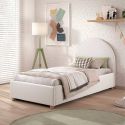 Lit coffre 90x200cm Tête de Lit Demi-Lune Tissu Bouclé Blanc - CONNIE