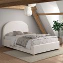 Lit coffre 140x200cm Tête de Lit Demi-Lune Tissu Bouclé Blanc - CONNIE
