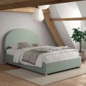 Lit coffre 140x200cm Tête de Lit Demi-Lune Tissu Bouclé Vert Olive - CONNIE