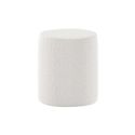 Pack Lit coffre 140x200cm Tête Demi-Lune + 2 Poufs Tissu Bouclé Blanc - CONNIE