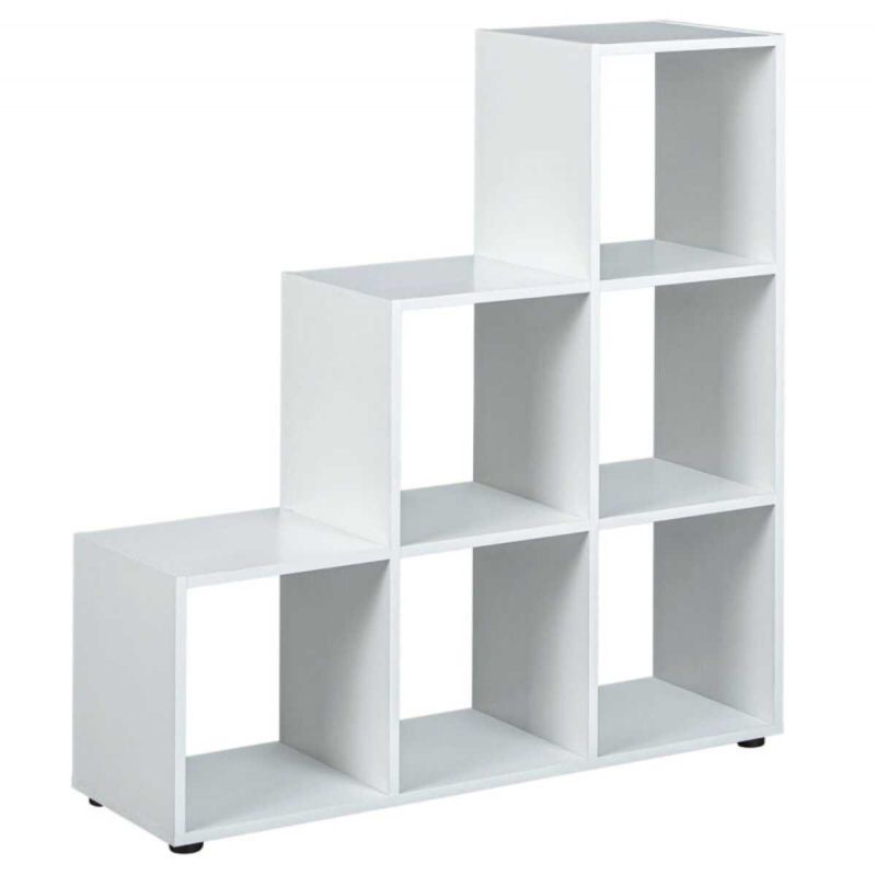 TEO - Etagère Escalier 6 Compartiments Coloris Blanc TEO - Etagère Escalier 6 Compartiments Coloris Blanc