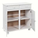 LAURIE -Meuble 2 Portes 2 Tiroirs Bois Massif Vernis Blanc