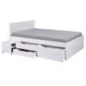 Lit 140x200cm multi-rangement en pin massif vernis blanc - EFECT