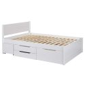 Lit 160x200cm multi-rangement en pin massif vernis blanc - EFECT