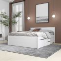 Lit 180x200cm multi-rangement en pin massif vernis blanc - EFECT