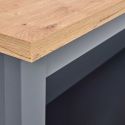 Ilot de Cuisine Anthracite et Plateau Effet Bois avec un côté 1 porte 3 tiroirs et 1 côté 2 étagères - KENNY