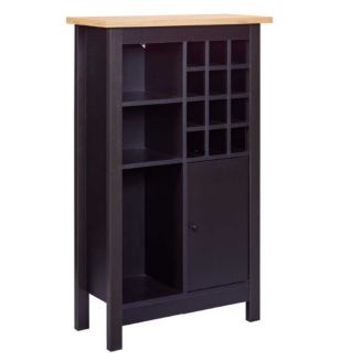 Rangement de Cuisine pour Bouteilles Noir et Plateau Effet Bois - KENNY