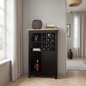 Rangement de Cuisine pour Bouteilles Noir et Plateau Effet Bois - KENNY
