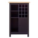 Rangement de Cuisine pour Bouteilles Noir et Plateau Effet Bois - KENNY