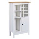Rangement de Cuisine pour Bouteilles Blanc et Plateau Effet Bois - KENNY