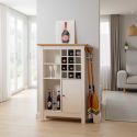 Rangement de Cuisine pour Bouteilles Blanc et Plateau Effet Bois - KENNY
