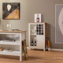 Rangement de Cuisine pour Bouteilles Blanc et Plateau Effet Bois - KENNY