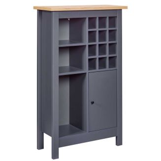 Rangement de Cuisine pour Bouteilles Anthracite et Plateau Effet Bois - KENNY