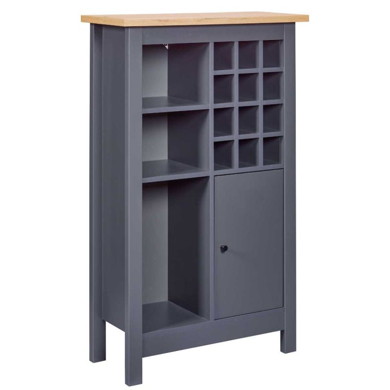 Rangement de Cuisine pour Bouteilles Anthracite et Plateau Effet Bois - KENNY