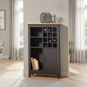 Rangement de Cuisine pour Bouteilles Anthracite et Plateau Effet Bois - KENNY