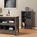 Rangement de Cuisine pour Bouteilles Anthracite et Plateau Effet Bois - KENNY