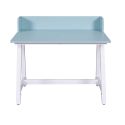 Bureau enfant réglable en hauteur en MDF plateau bleu et piètement métal laqué blanc - ELION