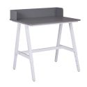 Bureau enfant réglable en hauteur en MDF plateau gris et piètement métal laqué blanc - ELION