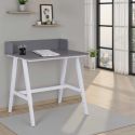 Bureau enfant réglable en hauteur en MDF plateau gris et piètement métal laqué blanc - ELION
