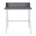 Bureau enfant réglable en hauteur en MDF plateau gris et piètement métal laqué blanc - ELION