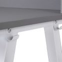 Bureau enfant réglable en hauteur en MDF plateau gris et piètement métal laqué blanc - ELION