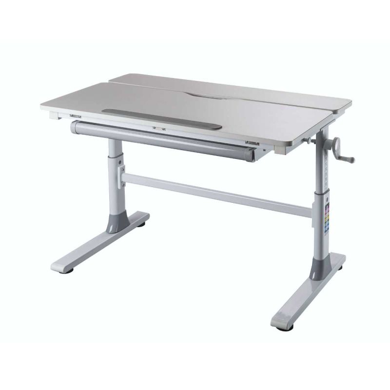 Bureau enfant technique réglable en hauteur blanc en MDF et piètement en métal - TECHNIK Bureau enfant technique réglable en hauteur blanc en MDF et piètement en métal - TECHNIK